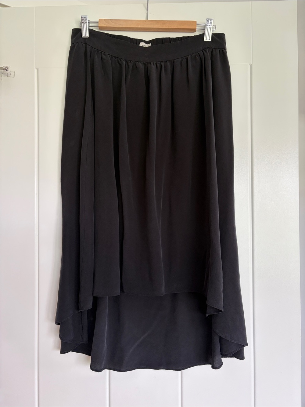 Wilfred Black High-Low silk Skirt